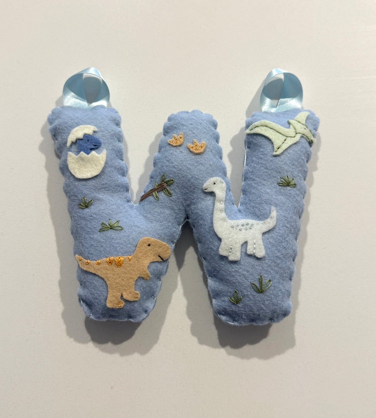 hand stitched felt initial - dino adventures