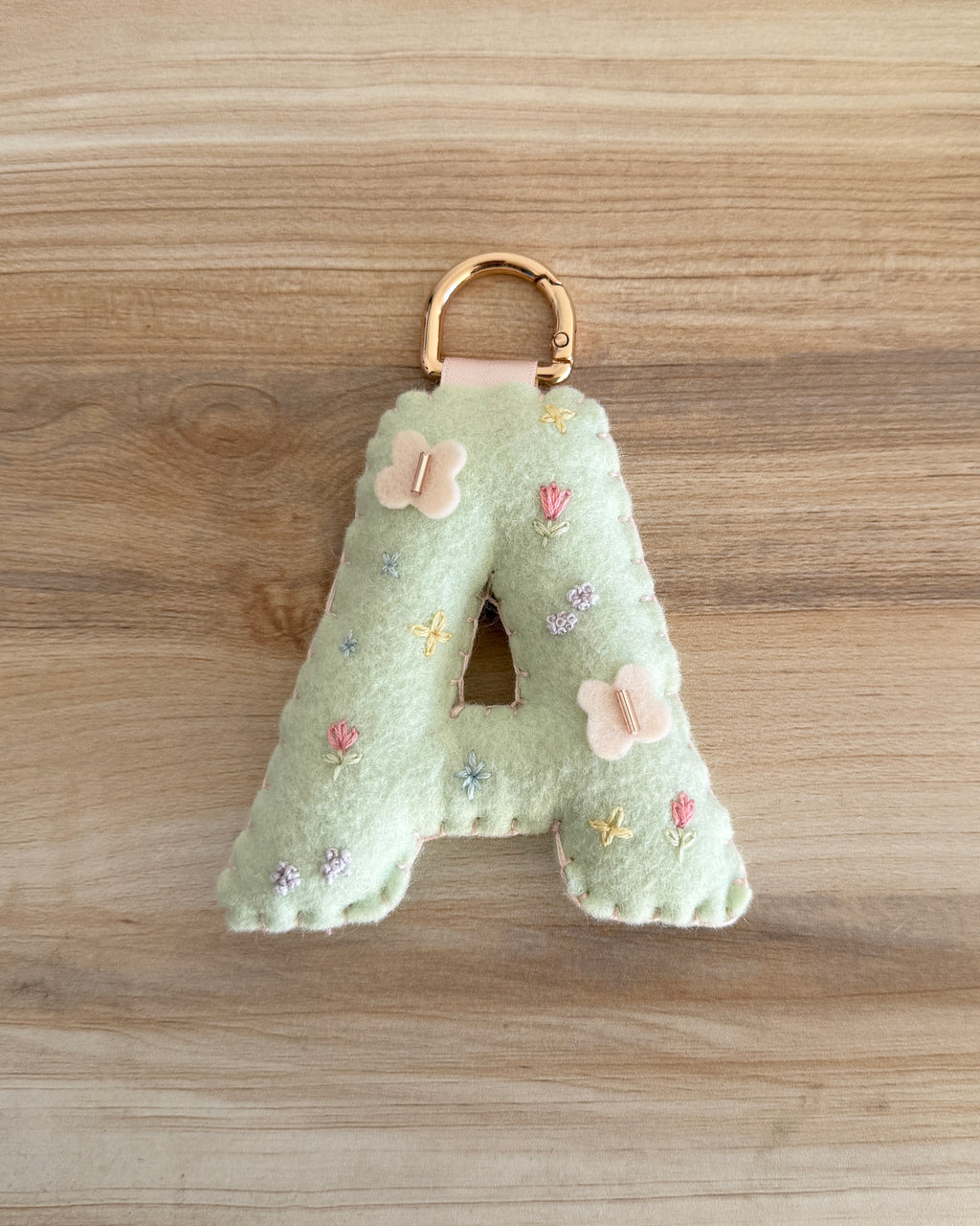 hand stitched felt bag charm - garden party