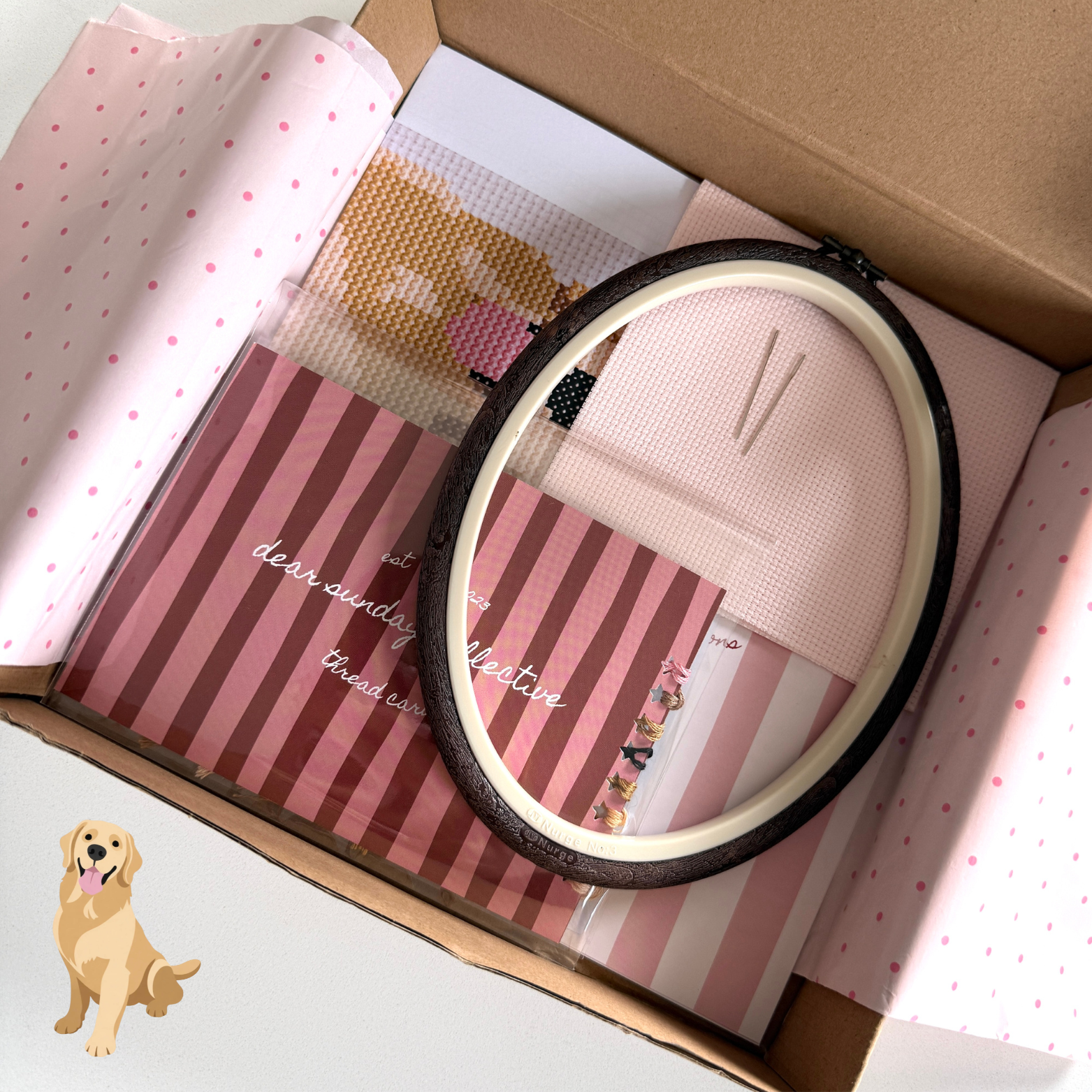 golden retriever cross stitch kit