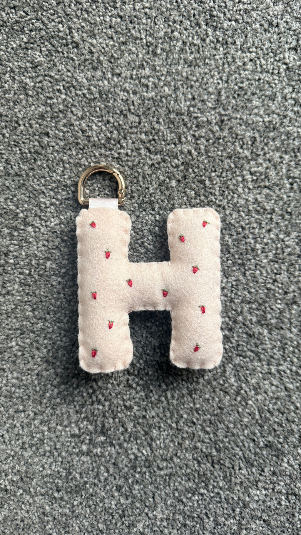 hand stitched felt bag charm - sweet strawberry