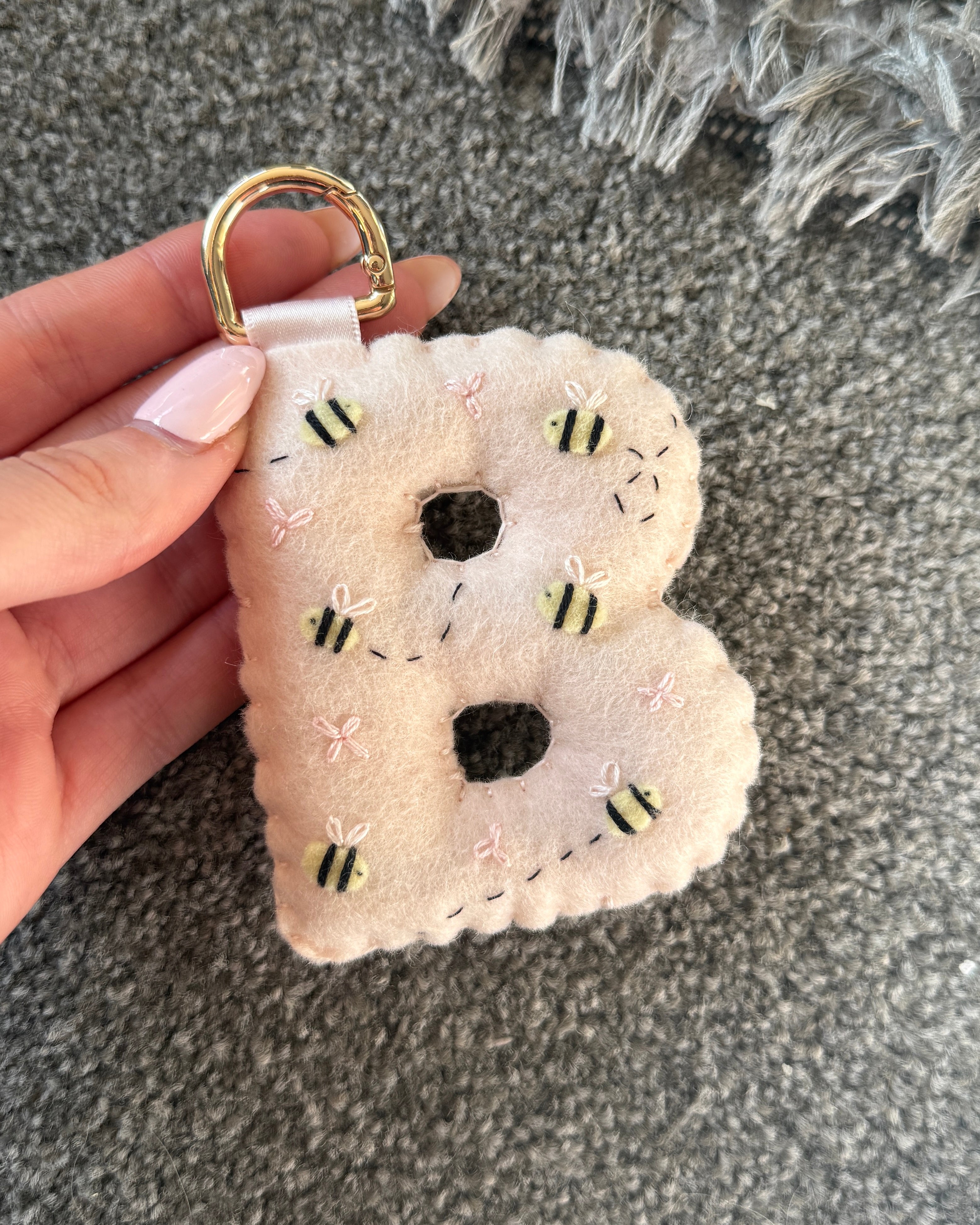 hand stitched felt bag charm - honey bee