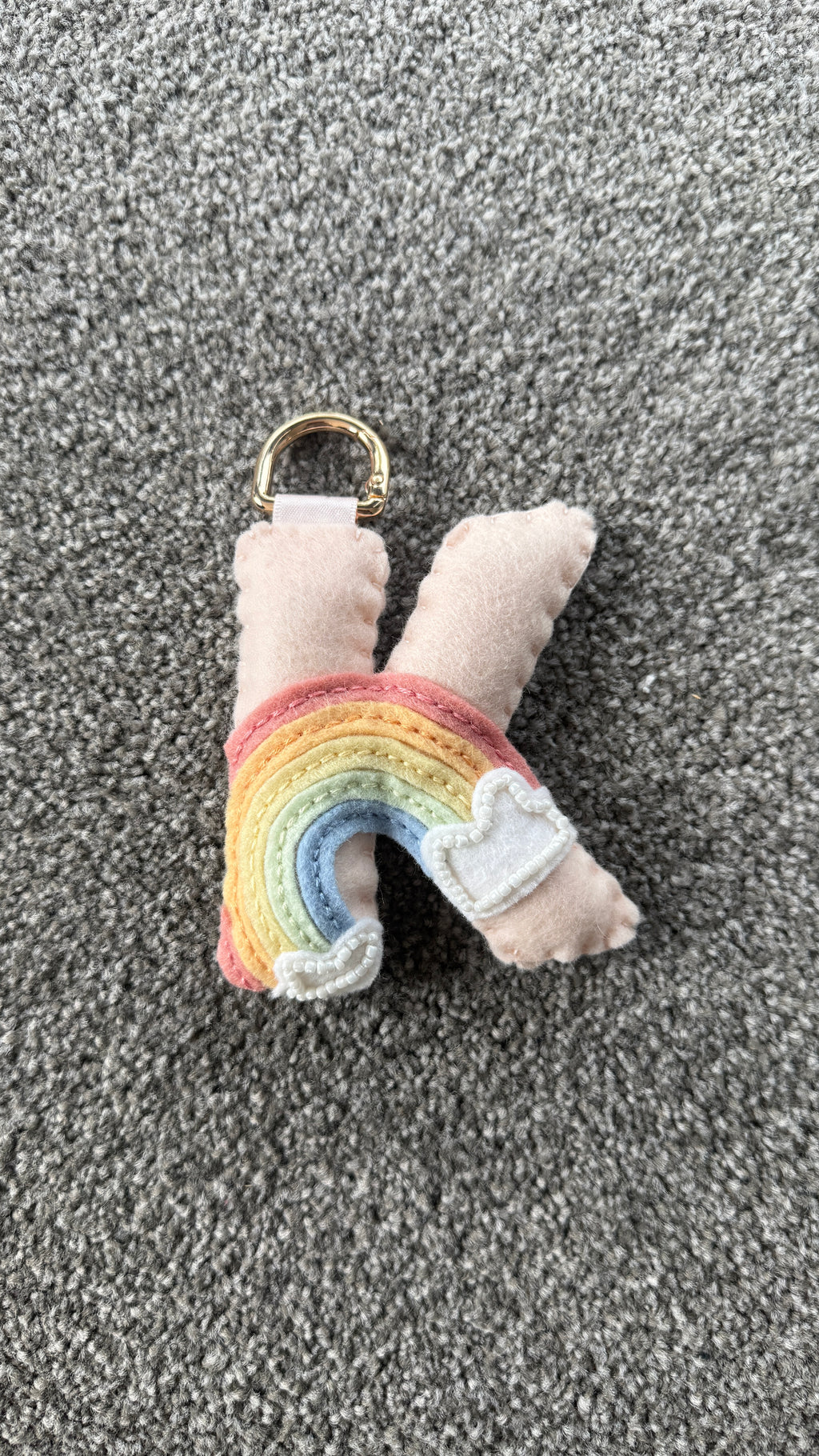 hand stitched felt bag charm - pastel rainbow