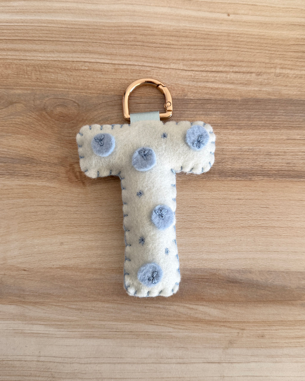 hand stitched felt bag charm - blueberry picnic