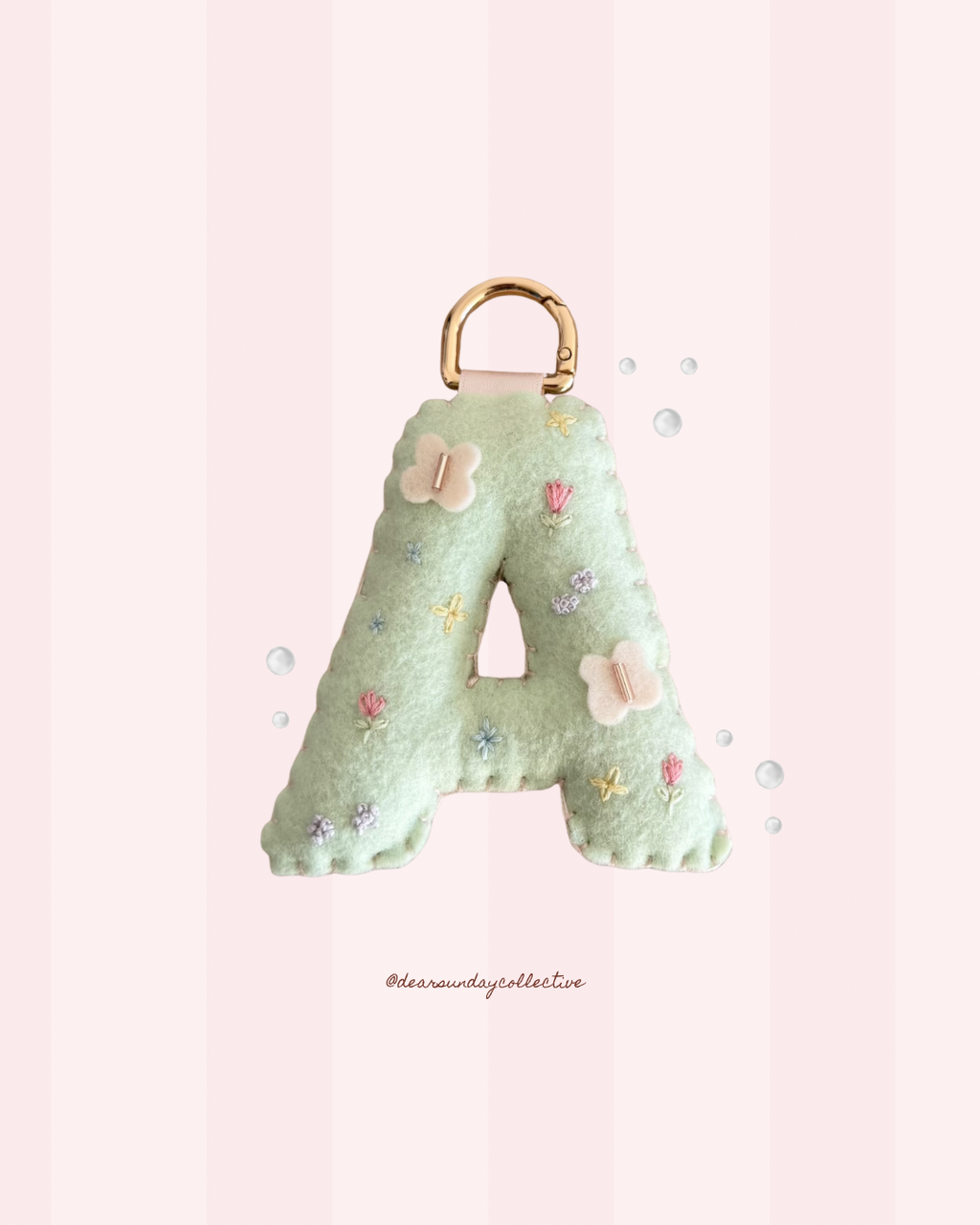hand stitched felt bag charm - garden party