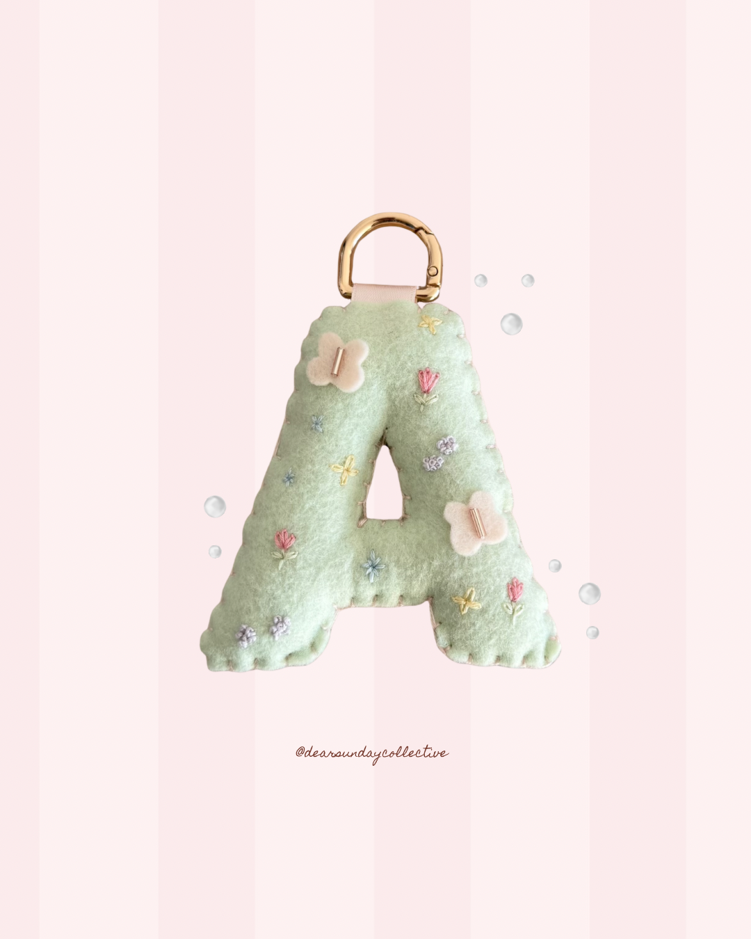 hand stitched felt bag charm - garden party