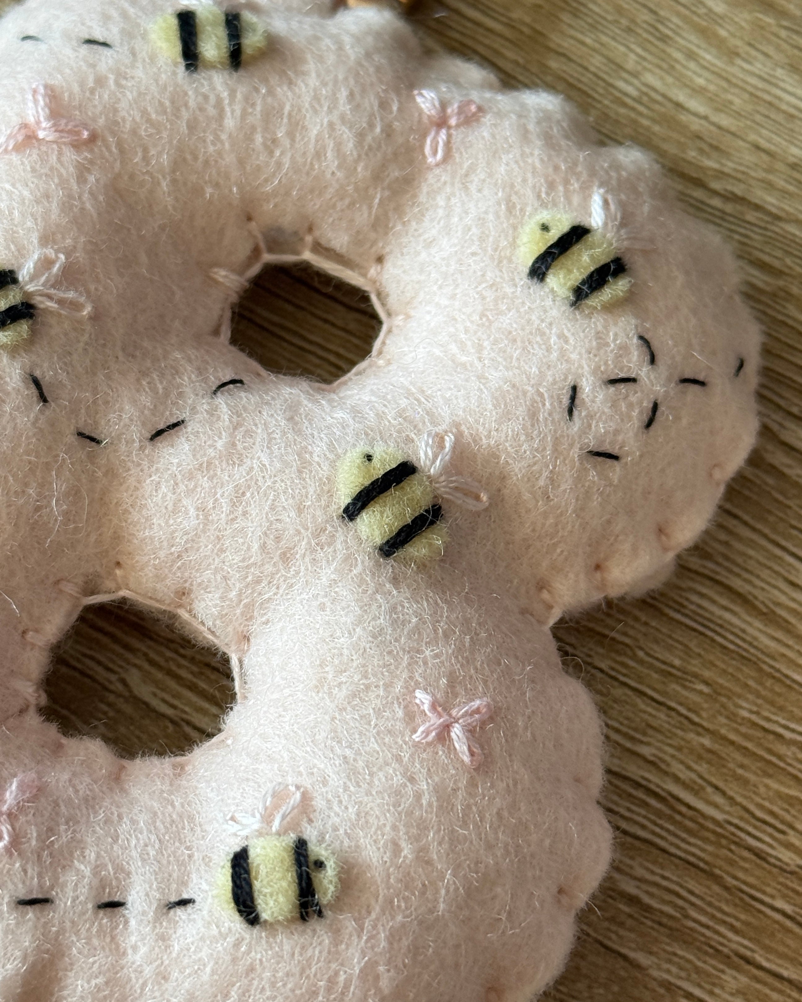 hand stitched felt bag charm - honey bee