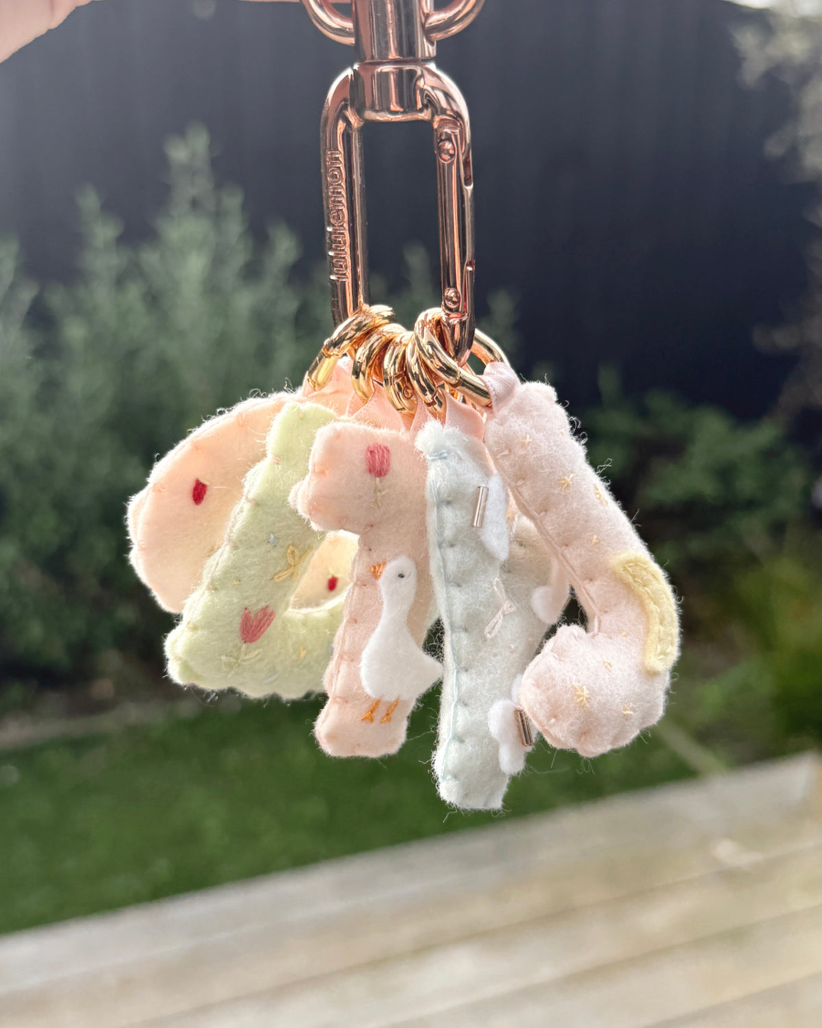 hand stitched mini key charms