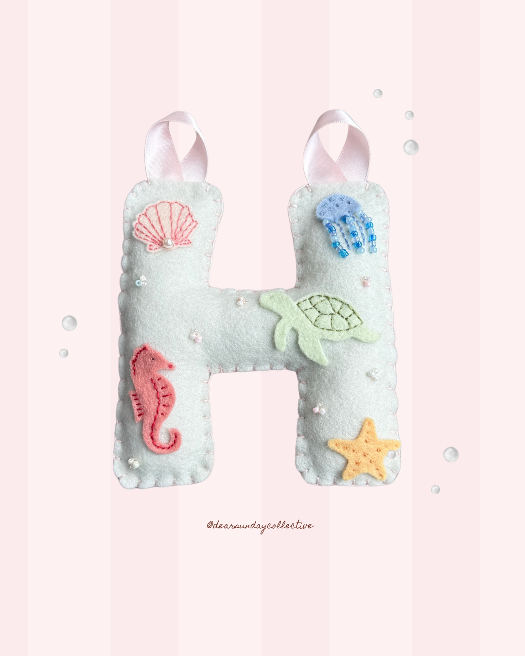 hand stitched felt initial - under the sea