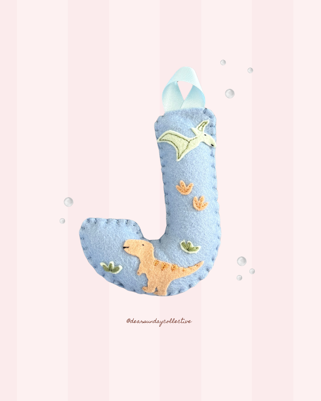 hand stitched felt initial - dino adventures