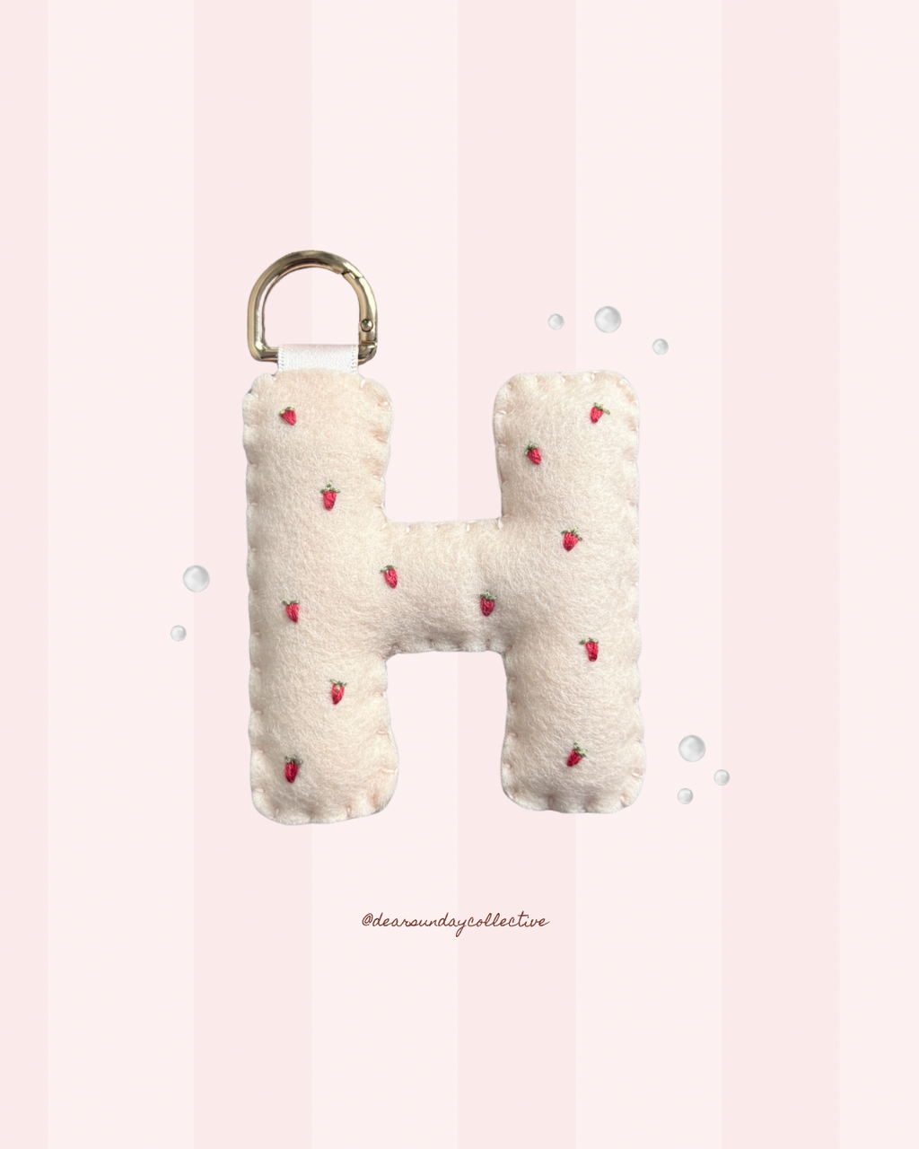 hand stitched felt bag charm - sweet strawberry