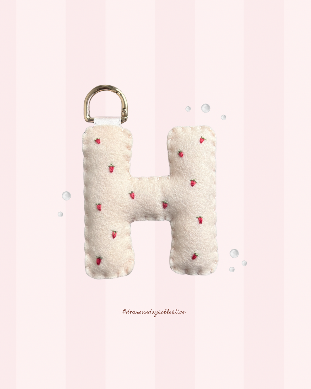 hand stitched felt bag charm - sweet strawberry