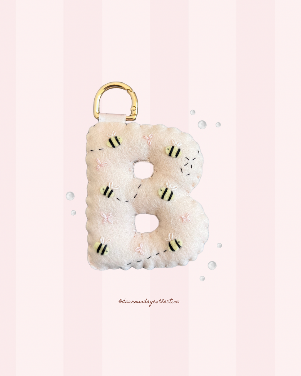 hand stitched felt bag charm - honey bee