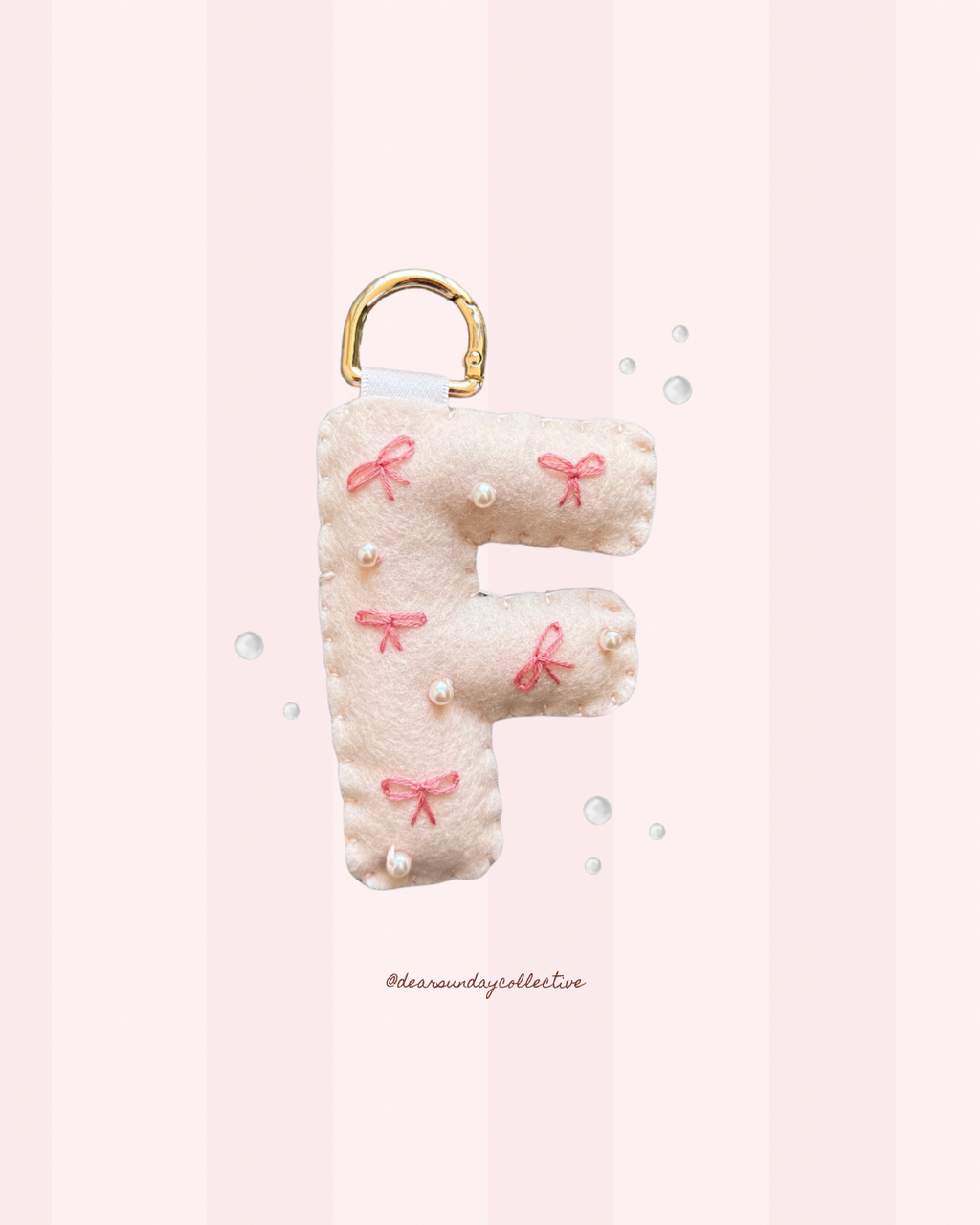 hand stitched felt bag charm - sunday bow