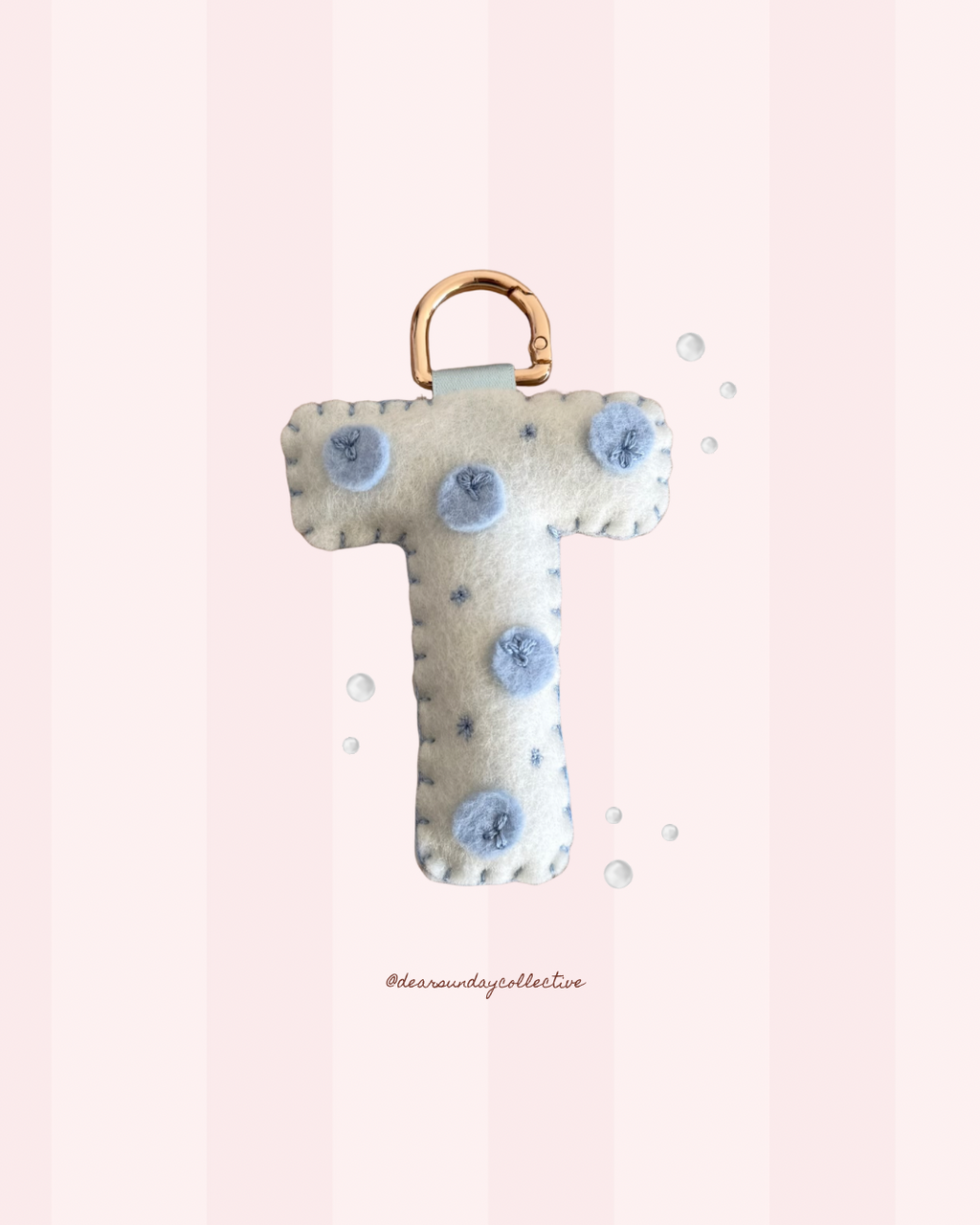 hand stitched felt bag charm - blueberry picnic